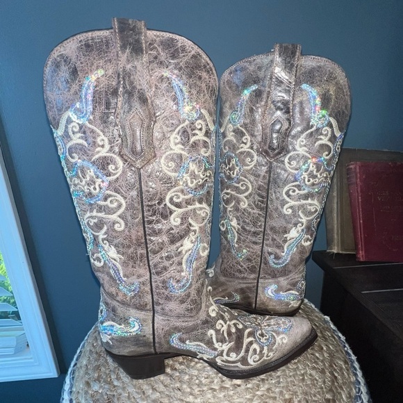 Corral Tobacco Silver Cross Western Boots - Picture 9 of 15